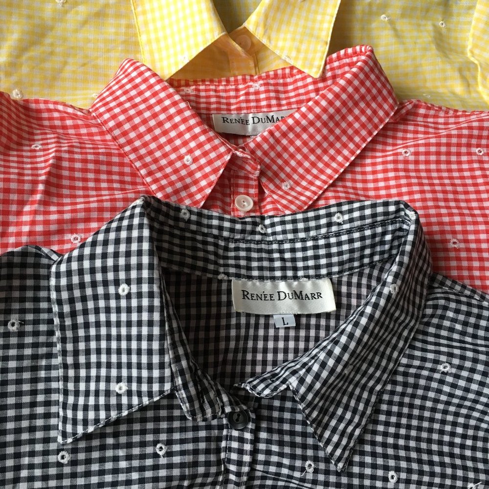 Three Gingham Shirt Dresses With Eyelet Embroidery - image 2